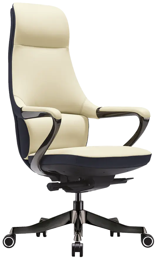 REYA, židle kancelářská, titan kříž, krémová kůže/antracit PU